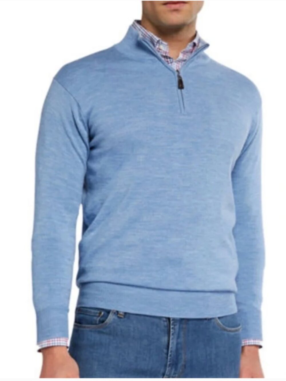 Peter Millar Quarter Zip Merino Wool Blue Sweater men's size medium